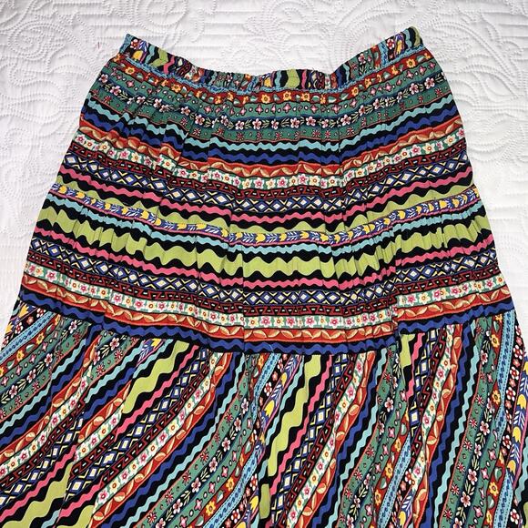Double D Ranch Maxi Skirt Size L Colorful Multi-print Stretch Long Western Rodeo - Picture 10 of 14